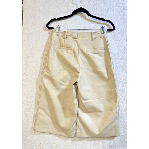 ARITZIA Babaton Vegan Leather Wide Leg Culottes Soft Sand 6 NWT - Picture 6 of 10